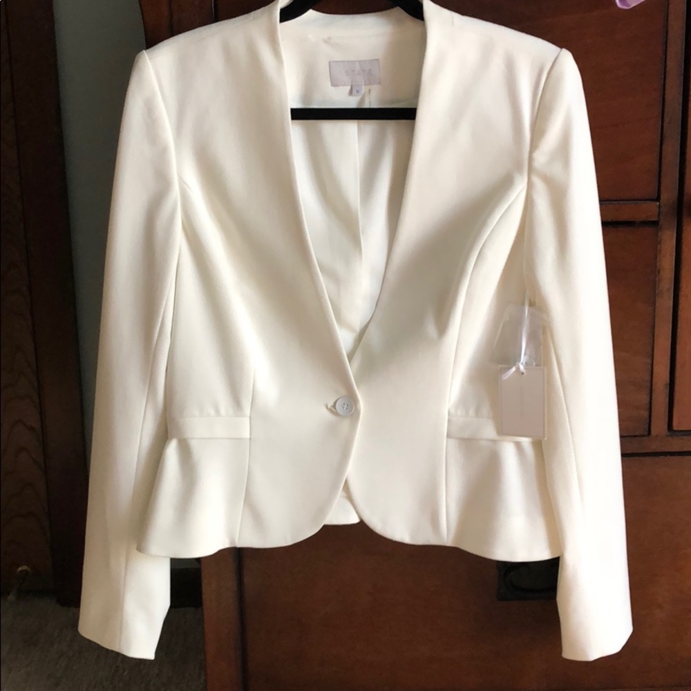 1.state white peplum jacket